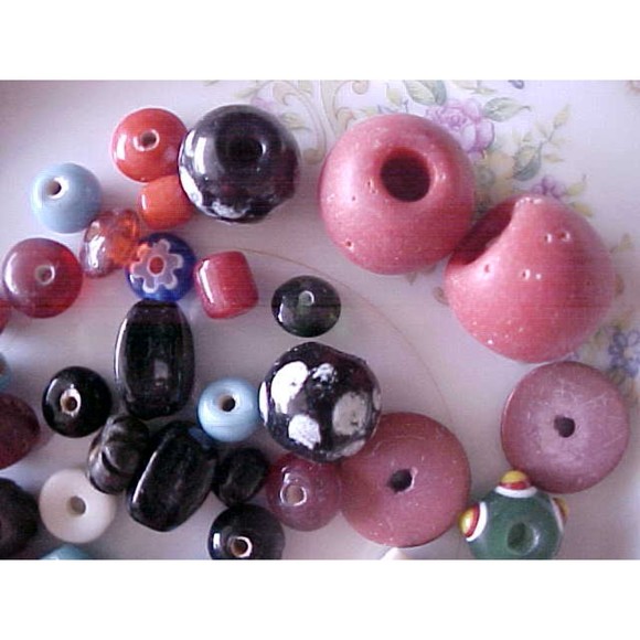 Macrame Craft Large Hole Handmade Lampwork Glass DIY Jewelry Making Supplies - Picture 2 of 5